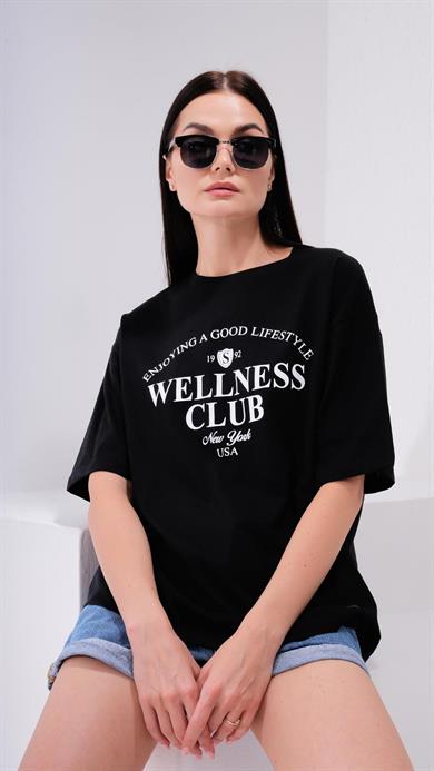 Kadın Baskı Detaylı Oversize Tişört