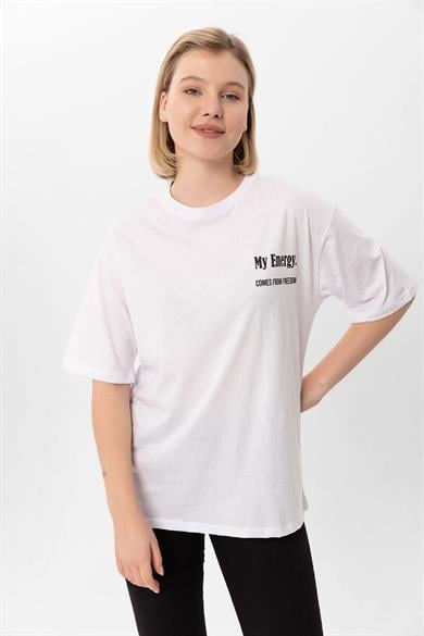 Kadın Baskılı Oversize Tişört