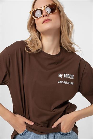 Kadın Baskılı Oversize Tişört