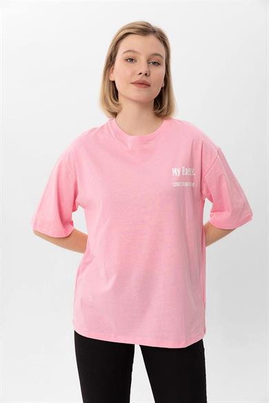 Kadın Baskılı Oversize Tişört