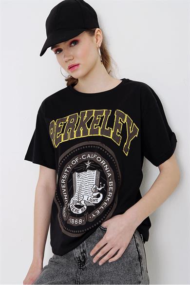 Kadın Baskılı Oversize Tişört 220053 -