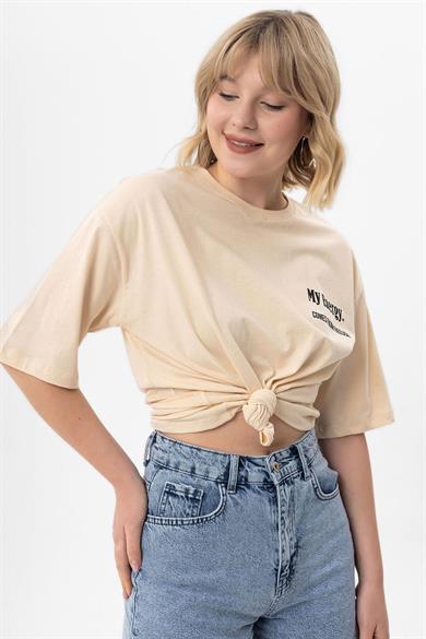 Kadın Baskılı Oversize Tişört