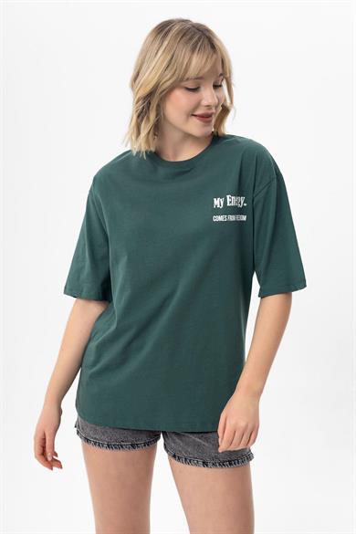 Kadın Baskılı Oversize Tişört