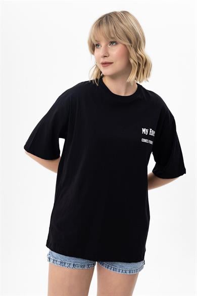 Kadın Baskılı Oversize Tişört