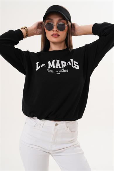 Kadın Baskılı Üç İplik Sweatshirt 255324 -