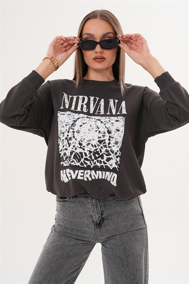 Kadın Baskılı Üç İplik Sweatshirt 255325 -