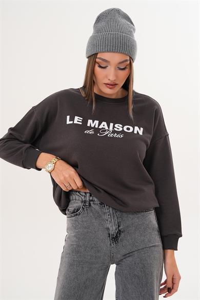 Kadın Baskılı Üç İplik Sweatshirt 255321 -