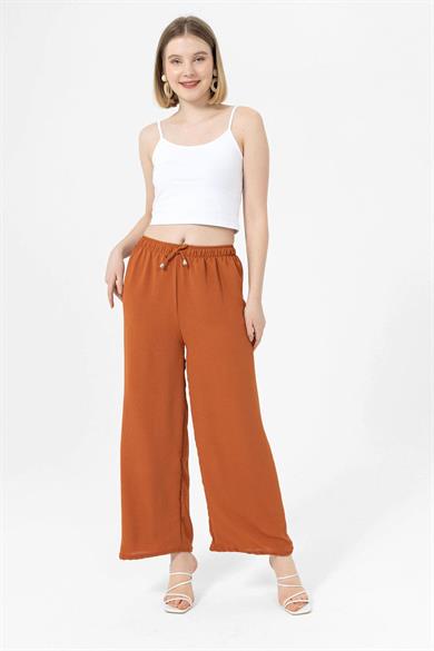 Kadın Beli Lastik Detaylı Bol Paça Pantolon 240240 -
