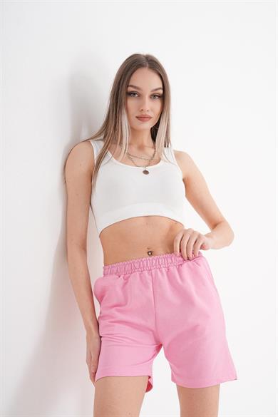 Kadın Beli Lastik Detaylı Penye Şort 250058 -