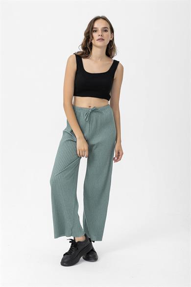 Kadın Beli Lastikli İspanyol Paça Kaşkorse Pantolon 250200 -