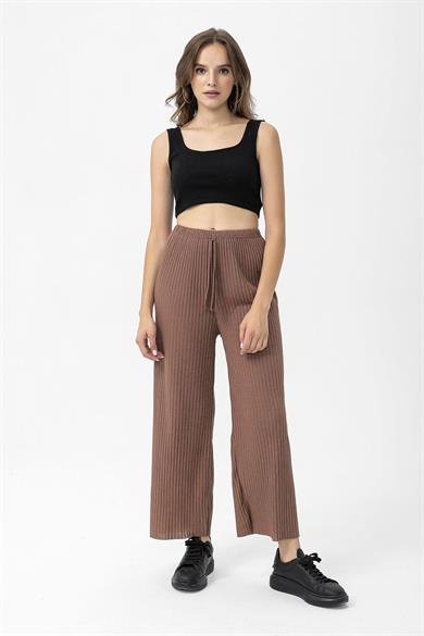 Kadın Beli Lastikli İspanyol Paça Kaşkorse Pantolon 250200 -