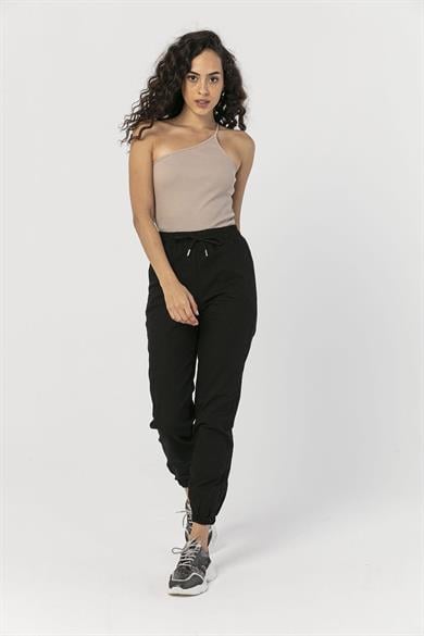 Kadın Beli Paçası Lastikli Gabardin Pantolon