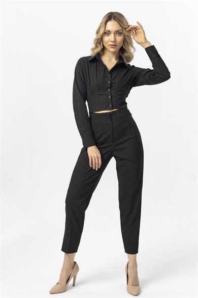 Kadın Beli Pile Detaylı Pantolon 260120 -