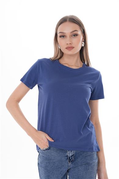 Kadın Bisiklet Yaka Arkası Uzun Bisiklet Yaka Oversize Tişört 260023 -