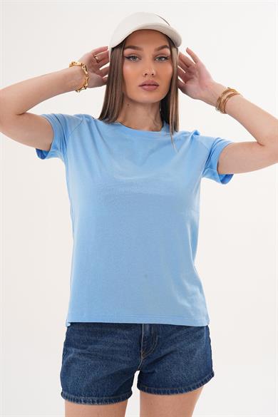 Kadın Bisiklet Yaka Arkası Uzun Bisiklet Yaka Oversize Tişört 260023 -