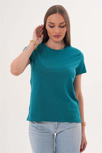 Kadın Bisiklet Yaka Arkası Uzun Bisiklet Yaka Oversize Tişört 260023 -