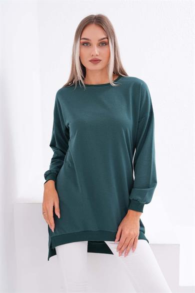 Kadın Bisiklet Yaka Arkası Uzun İki İplik Tunik Sweatshirt 245116 -