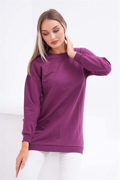 Kadın Bisiklet Yaka Arkası Uzun İki İplik Tunik Sweatshirt 245116 -