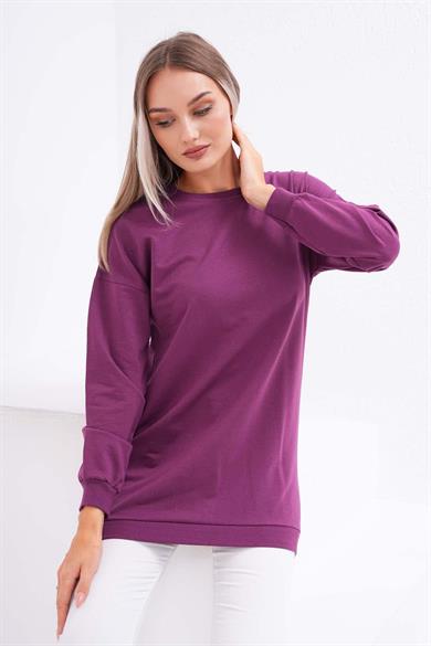 Kadın Bisiklet Yaka Arkası Uzun İki İplik Tunik Sweatshirt 245116 -