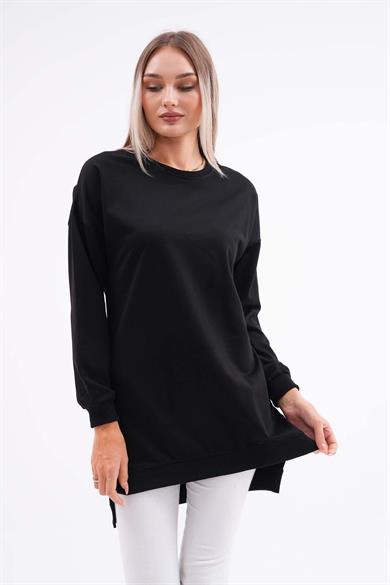 Kadın Bisiklet Yaka Arkası Uzun İki İplik Tunik Sweatshirt 245116 -