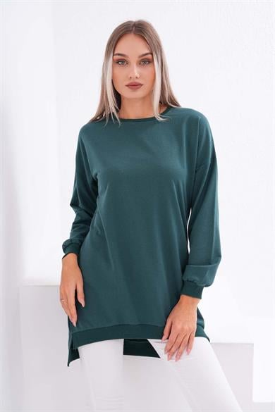 Kadın Bisiklet Yaka Arkası Uzun İki İplik Tunik Sweatshirt 245116 -
