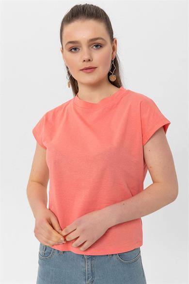 Kadın Bisiklet Yaka Basic T-Shirt