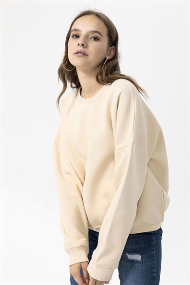 Kadın Bisiklet Yaka Oversize Sweatshirt