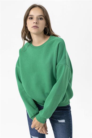 Kadın Bisiklet Yaka Oversize Sweatshirt