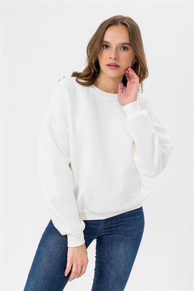 Kadın Bisiklet Yaka Oversize Sweatshirt