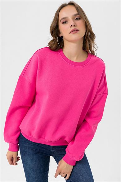 Kadın Bisiklet Yaka Oversize Sweatshirt