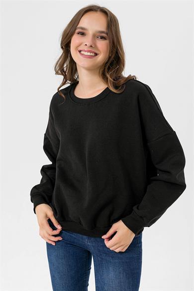Kadın Bisiklet Yaka Oversize Sweatshirt