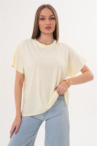 Kadın Bisiklet Yaka Oversize T-Shirt 260021 -