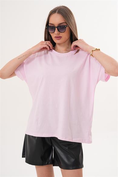 Kadın Bisiklet Yaka Oversize T-Shirt 260021 -