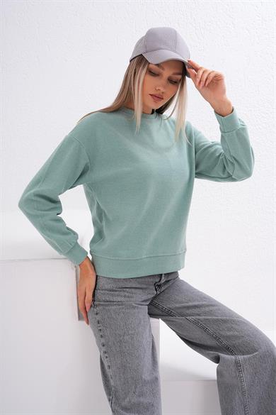 Kadın Bisiklet Yaka Selanik Örme Sweatshirt 255010 -