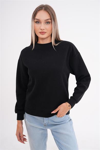 Kadın Bisiklet Yaka Selanik Örme Sweatshirt 255010 -