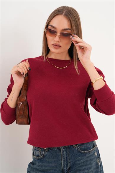 Kadın Bisiklet Yaka Selanik Örme Sweatshirt 255010 -
