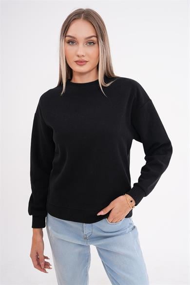 Kadın Bisiklet Yaka Selanik Örme Sweatshirt 255010 -