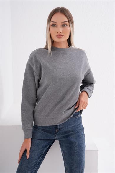 Kadın Bisiklet Yaka Selanik Örme Sweatshirt 255010 -