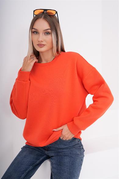 Kadın Bisiklet Yaka Üç İplik Oversize Sweatshirt 255009 -
