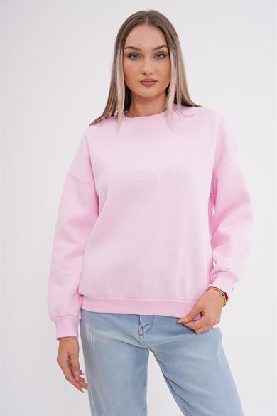 Kadın Bisiklet Yaka Üç İplik Oversize Sweatshirt 255009 -