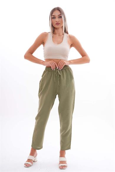 Kadın Boru Paça Müslin Pantolon 260414 -