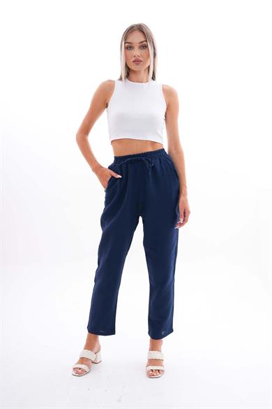 Kadın Boru Paça Müslin Pantolon 260414 -