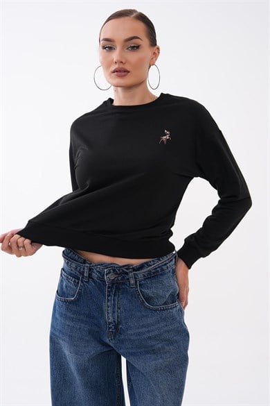 Kadın Ceylan Nakışlı İki İplik Sweatshirt 265112 -