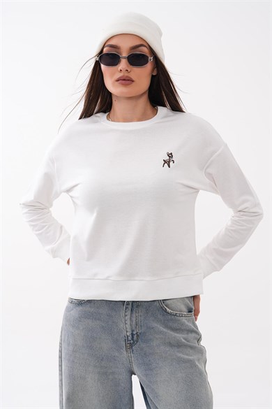 Kadın Ceylan Nakışlı İki İplik Sweatshirt 265112 -