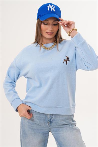 Kadın Ceylan Nakışlı Selanik Örme Sweatshirt 255432 -