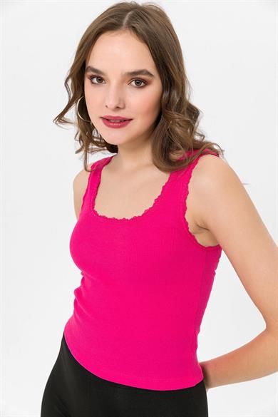 Kadın Dantel Detaylı Kaşkorse Crop Atlet 240025 -
