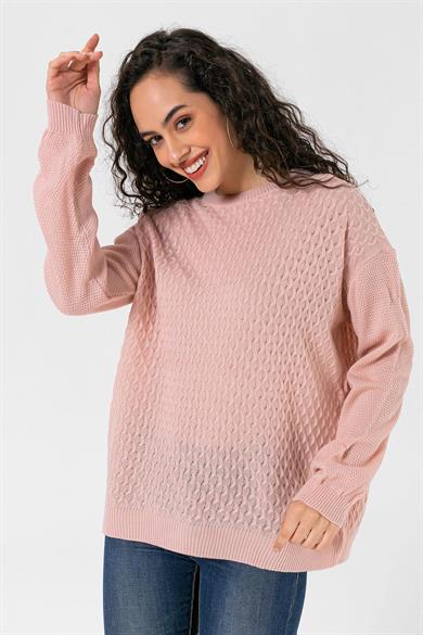 Kadın Desenli Salaş Oversize Kazak