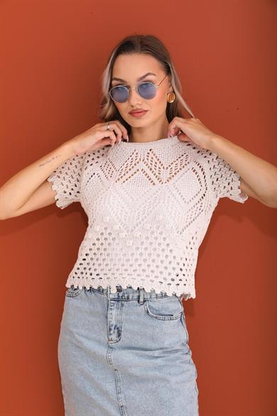 Kadın Desenli Triko Örme Triko Kazak 245047 -