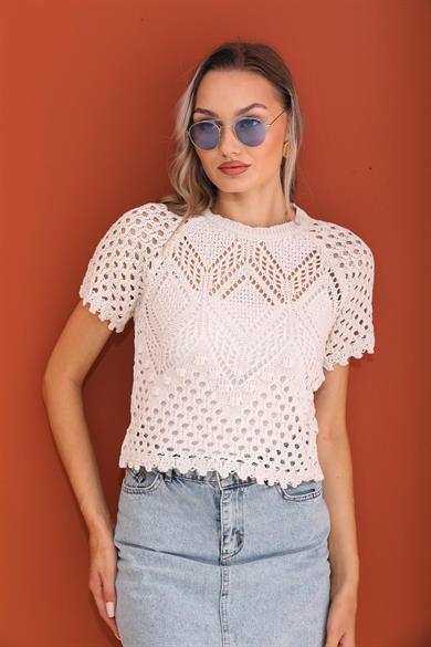 Kadın Desenli Triko Örme Triko Kazak 245047 -