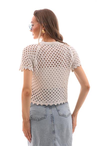Kadın Desenli Triko Örme Triko Kazak 245047 -